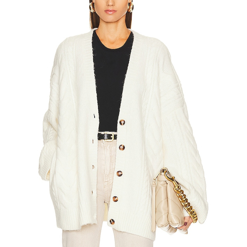 Helsa Chunky White Serena Cardigan Size S